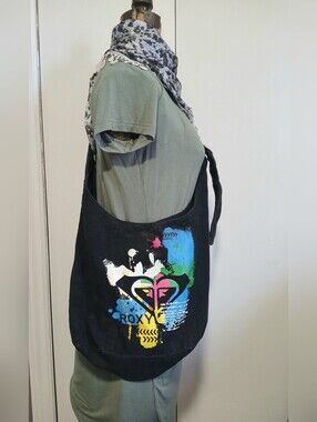 Rare Vintage Roxy Y2K Canvas Crossbody Slouchy Messenger Bag